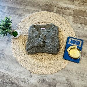 Pink Lily Green Cozy Sweater